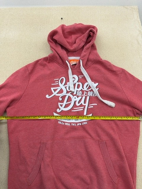 Superdry Men's Red Vintage Logo Hoodie XXL Relaxed Cotton Long Sleeve