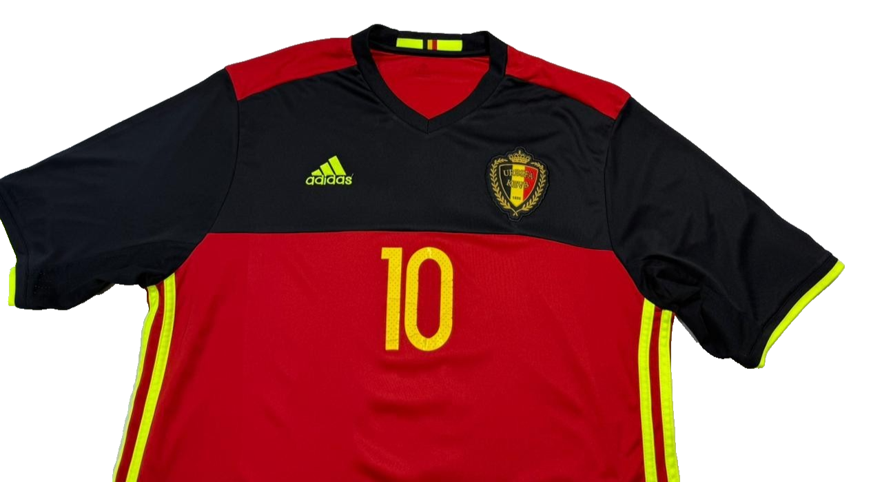 Adidas Men's Red Belgium Eden Hazard #10 Jersey Climacool Short Sleeve Size XL