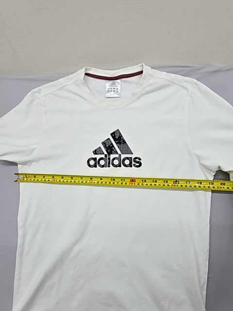 Adidas Men's White T-Shirt Size L 100% Cotton Crewneck Short Sleeve