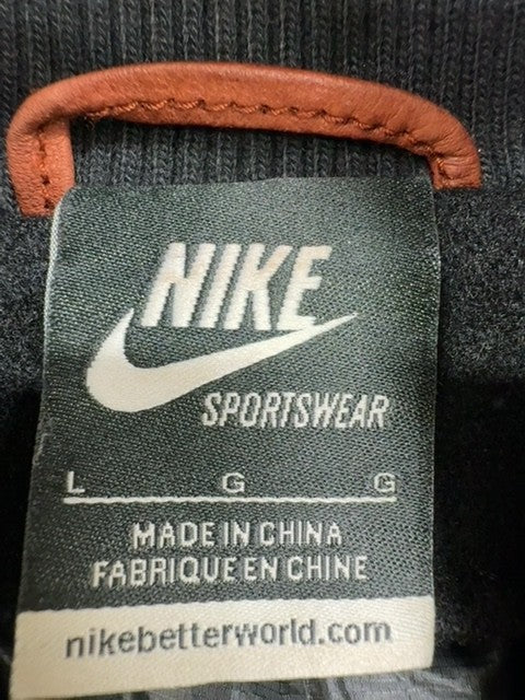 Nike Unisex Black Orange Sportswear Jacket Size L Zipper Stand Collar