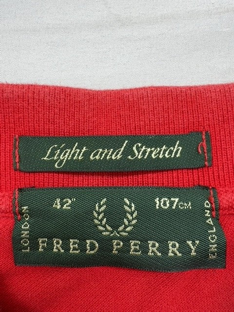 Fred Perry Men's Red Polo Shirt Size 42 Laurel Wreath England Tipping