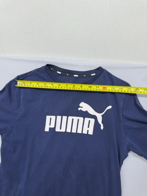 Puma Men's Navy Cotton Crew Neck Short Sleeve Tee - Size S