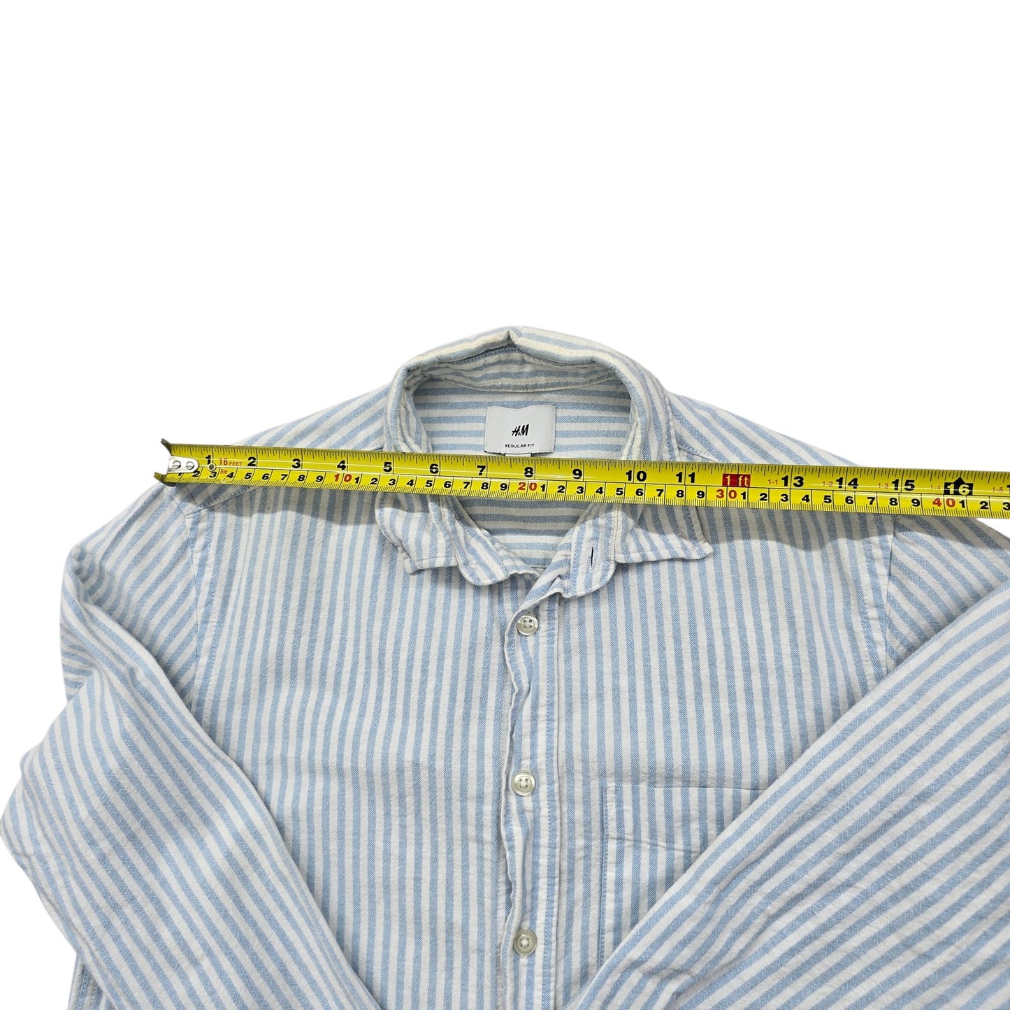 H&M Boys Light Blue Striped Cotton Long Sleeve Button-Up Shirt XS