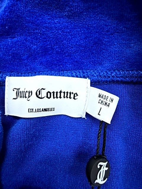 Juicy Couture Blue Velour Track Jacket Size L Signature Zipper