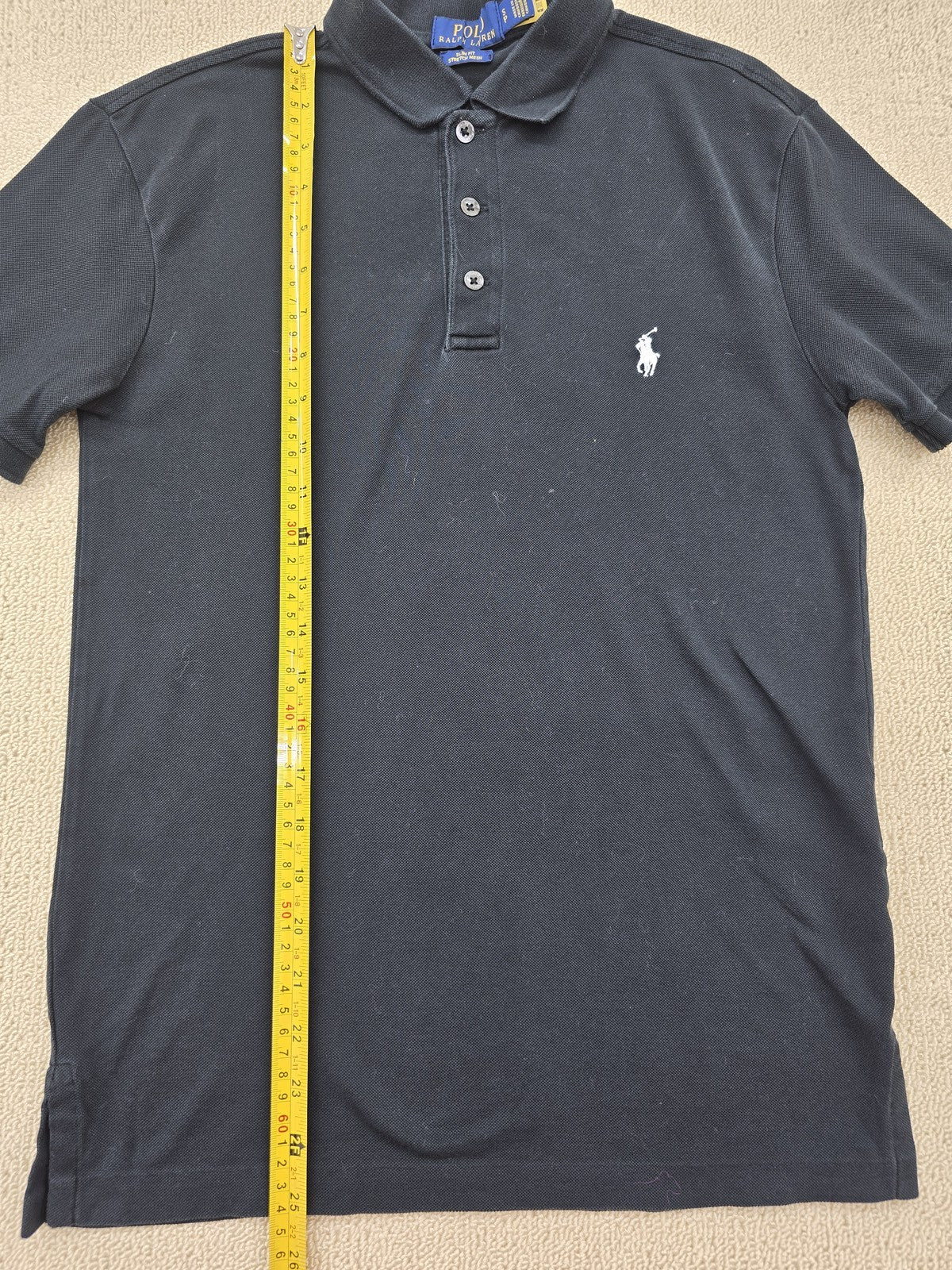Polo Ralph Lauren Slim Fit Navy Cotton Mesh Polo S Short Sleeve