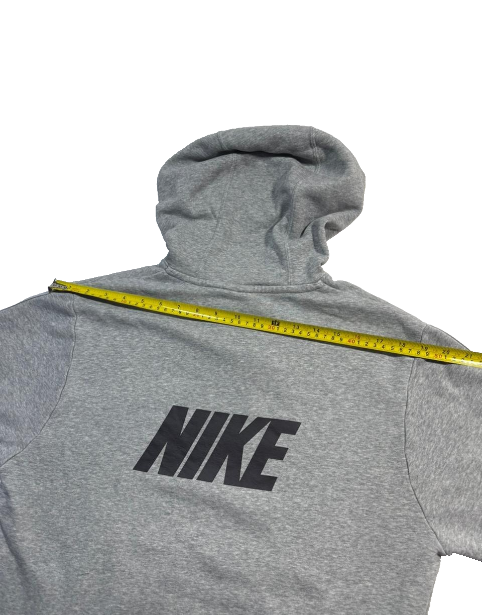Nike Men's Grey Pullover Hoodie Tape Logo On Sleeves Black Graphics Size S