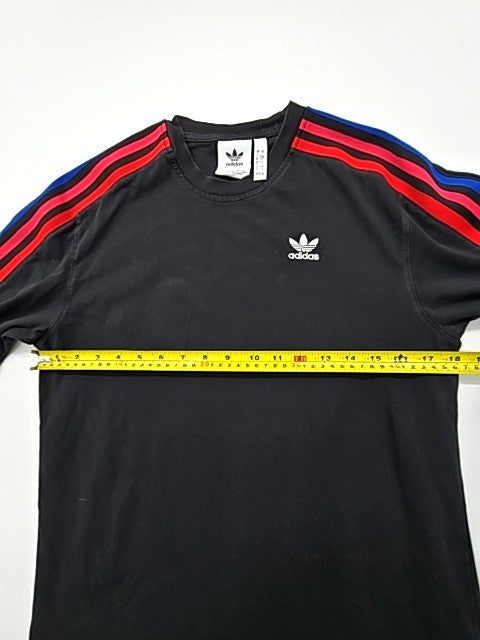 Adidas Boys Black 3 Stripes Kids T-Shirt Size 5 Regular Crew Neck