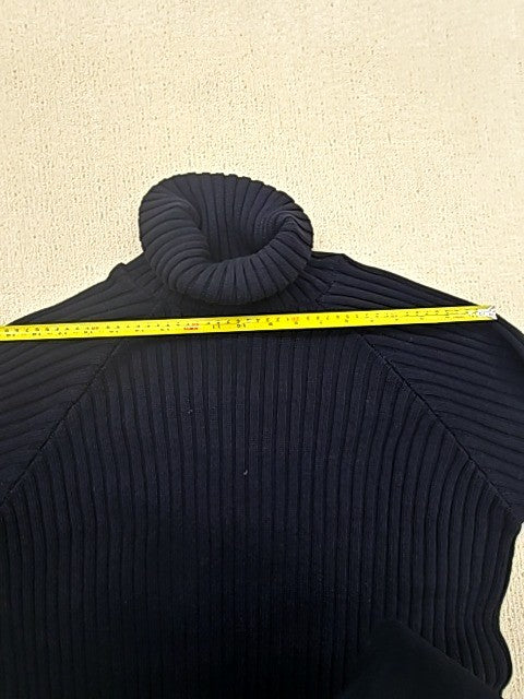 YAS Black Ribbed Turtleneck Midi Knit Dress L Long Sleeve