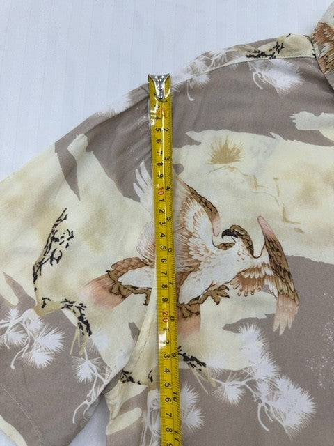 Lucid Men's Taupe Floral Rayon Button-Down Shirt L