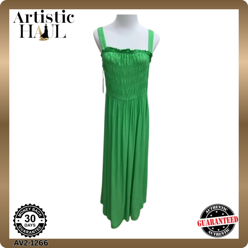 Koton Women's Green Maxi Smocked Dress Regular