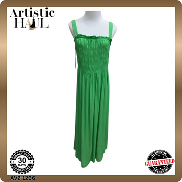 Koton Women's Green Maxi Smocked Dress Regular