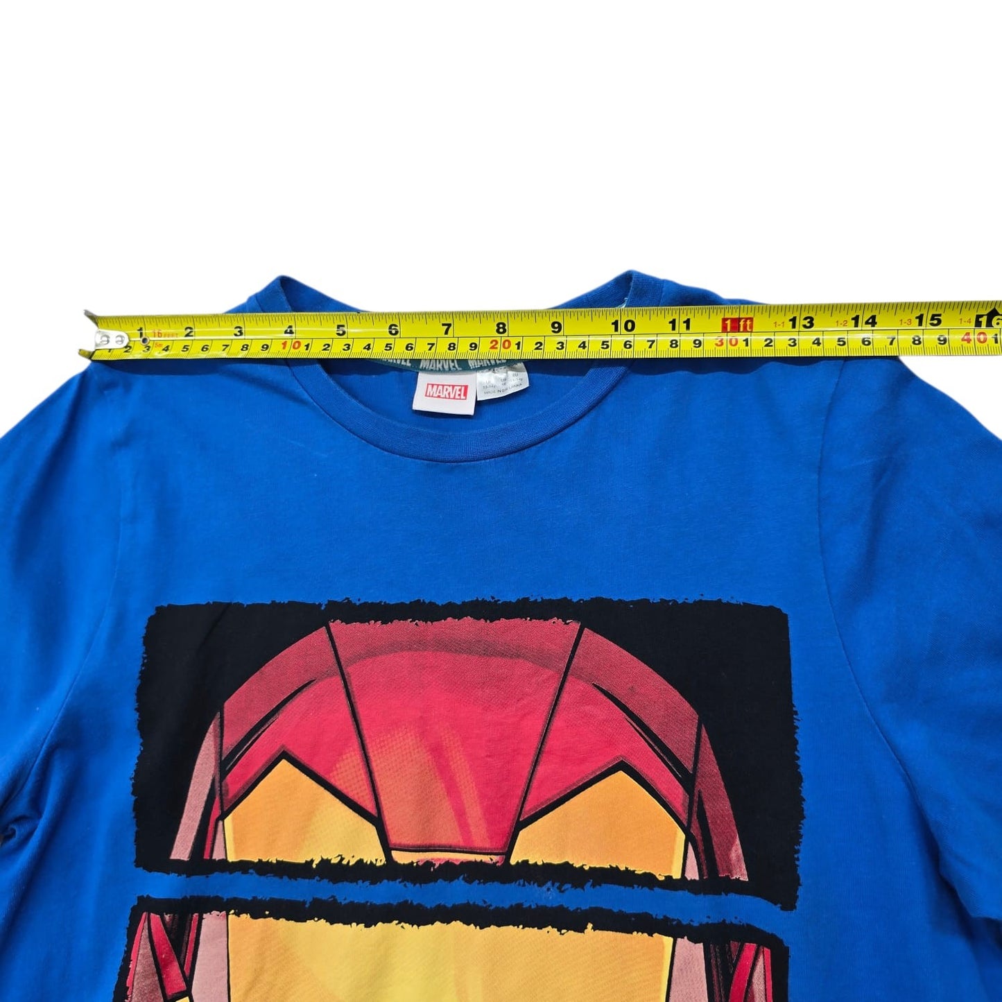 Marvel Iron Man Royal Blue Helmet Evolution Graphic T-Shirt Size 16