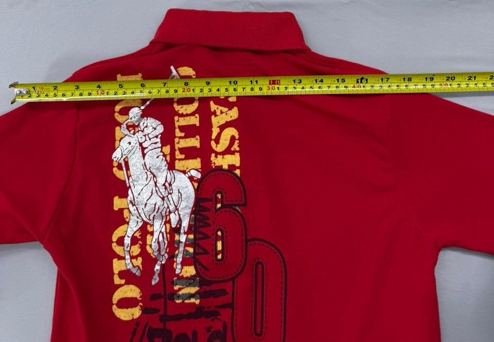 Polo Boys Red Short Sleeve Polo Shirt Size M 100% Cotton