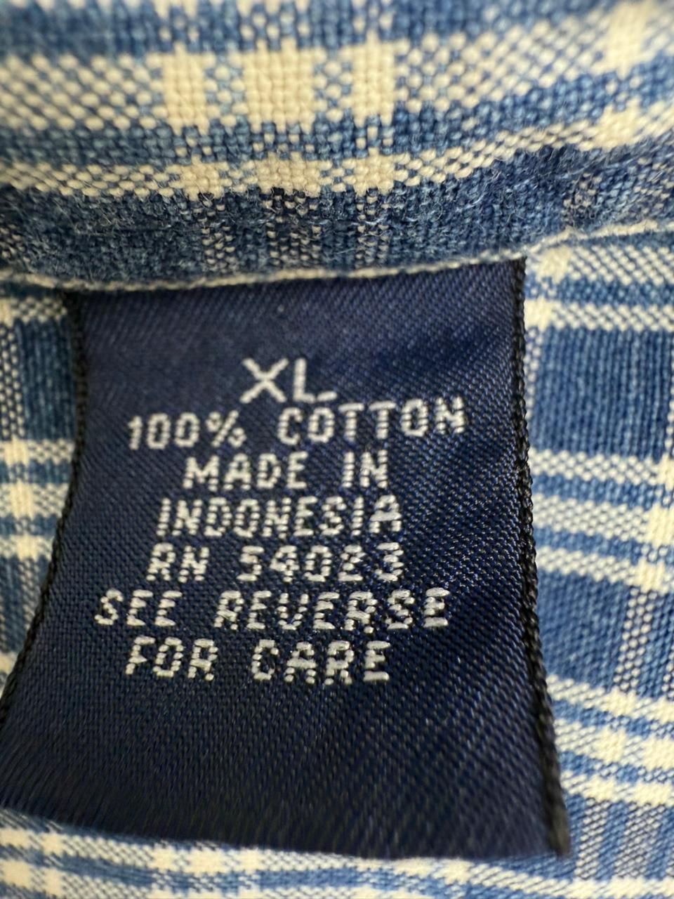 Gap Men's Blue White Plaid Oxford Button-Down Shirt XL Cotton