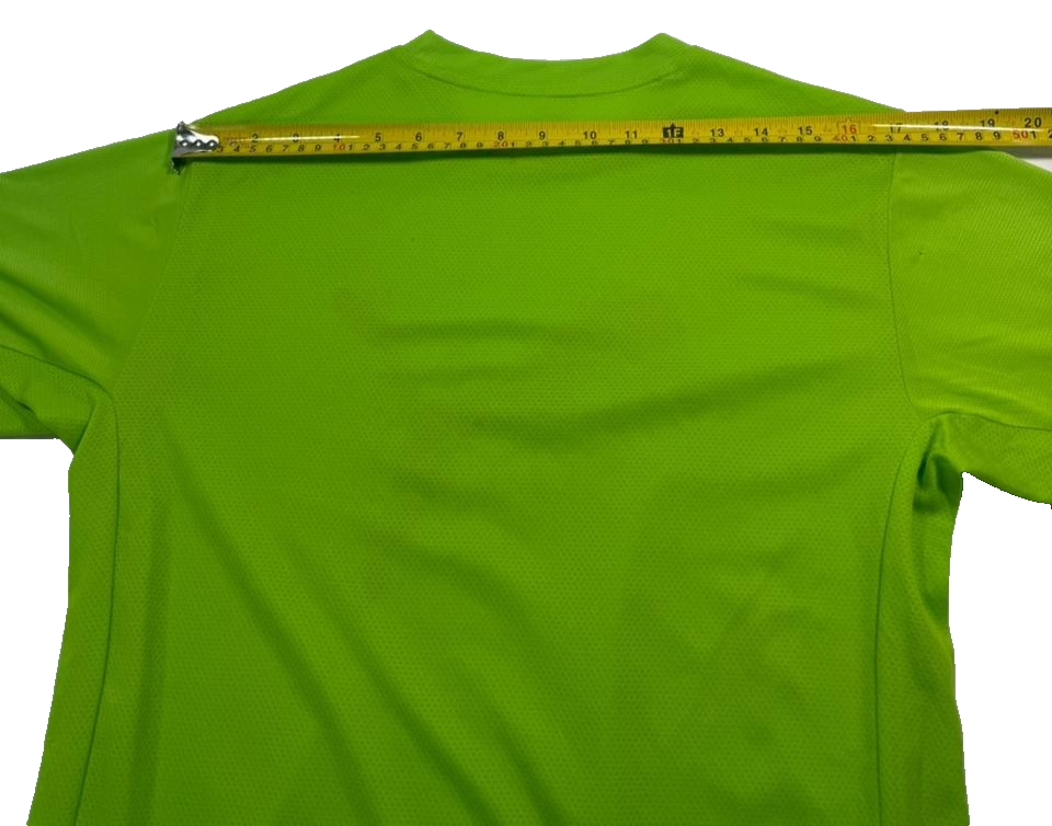 Puma Neon Green Performance T-Shirt With A Blue Graphic Log - Size S