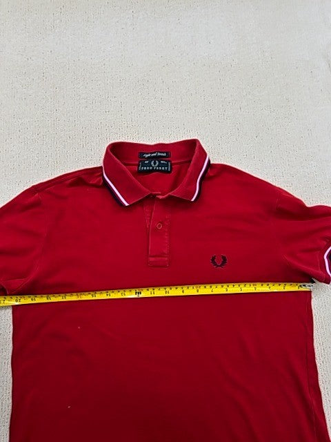 Fred Perry Twin Tipped Red Women's Polo Shirt Size 42 Short Sleeve Striped