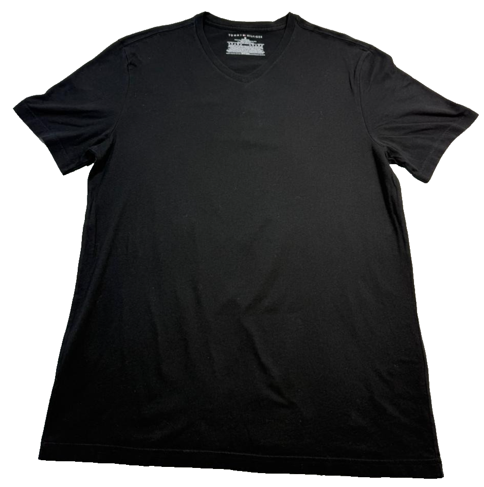 Black Tommy Hilfiger Men's V-Neck T-Shirt - Size M