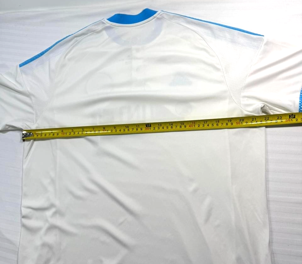 Adidas Olympique De Marseille Football Shirt In White And Light Blue - Size L