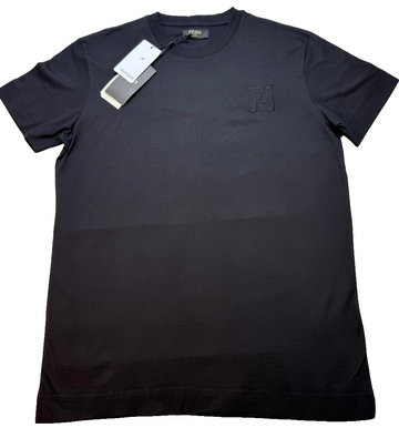 Fendi Men's Luxury Black Cotton Logo Tee NWT | XXL