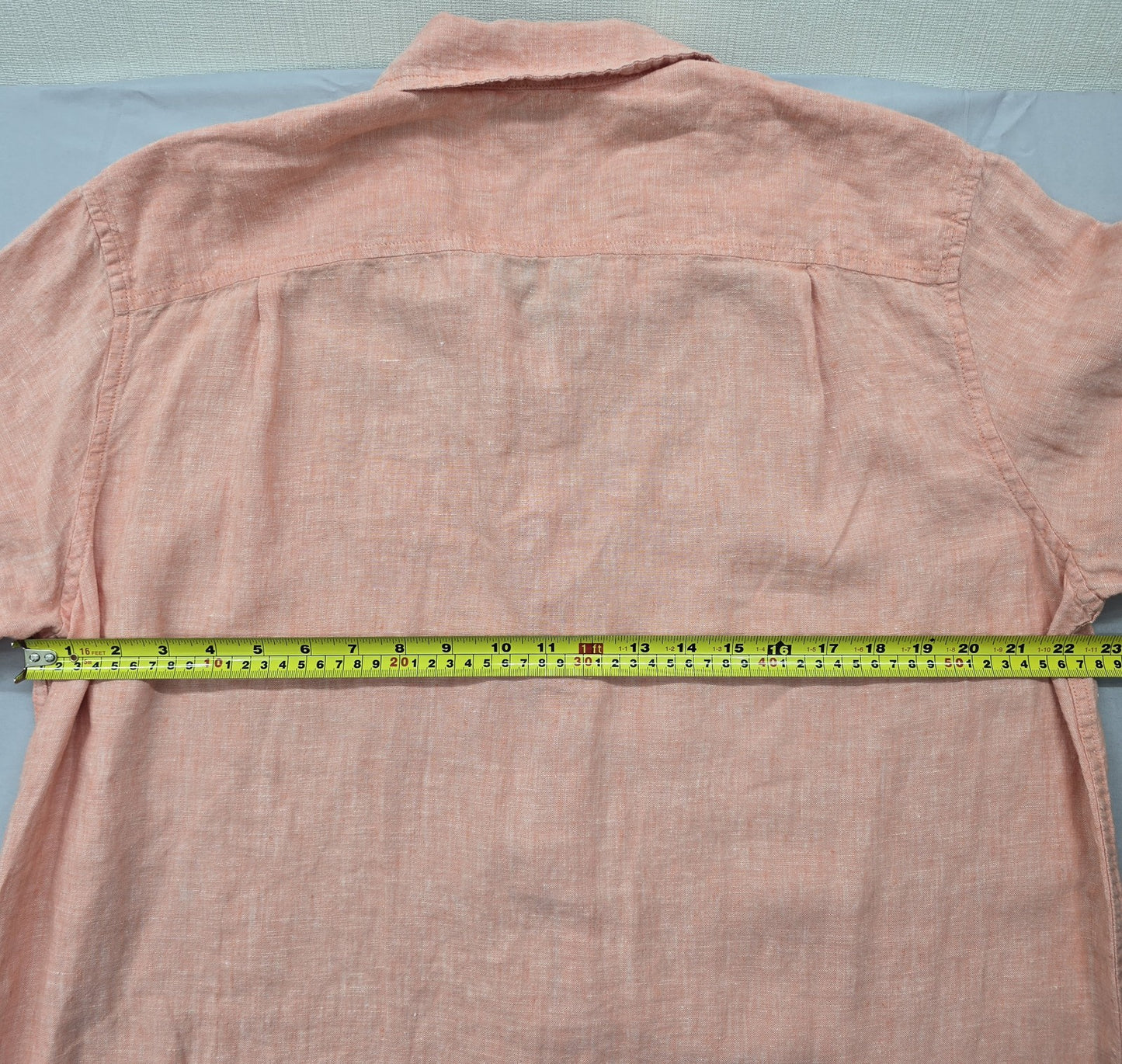 L.L.Bean Men's Peach Linen Short Sleeve Button-Down Shirt Size L