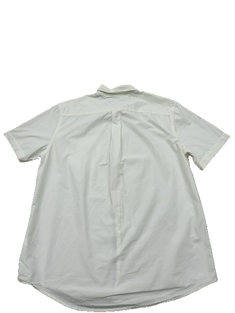 Tommy Hilfiger Men's White Short Sleeve Button-Down Shirt LG Cotton