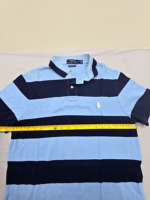 Polo Ralph Lauren Men's Light Blue Navy Striped Polo Shirt Size M Slim Fit