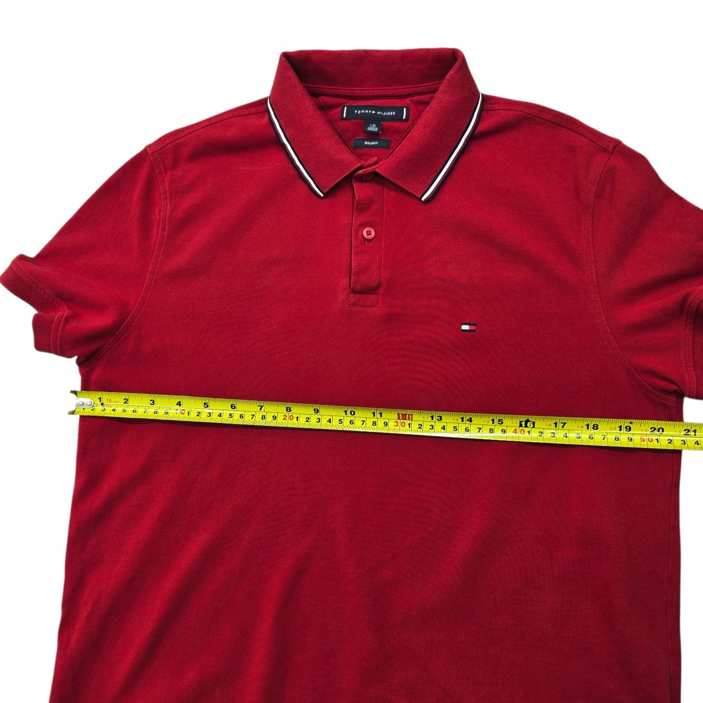 Tommy Hilfiger Men's Red Tipped Collar Polo Shirt Size L/G