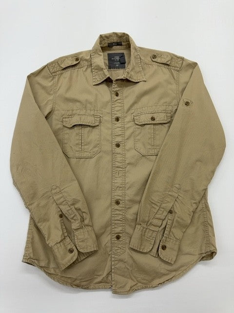 H&M Men's Khaki Chest Pocket Button-Down Shirt M