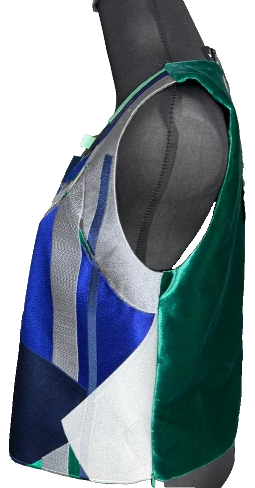 BNWT Armani Collezioni Sleeveless Top With Geometric Patch Work - Size 44