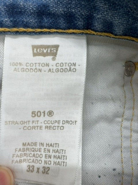 Levi's Men's Blue 501 Straight Jeans 33x32 Button Fly