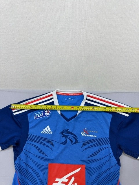 Adidas Blue Striped V-Neck Volleyball Jersey Short Sleeve Poly Unisex Adult