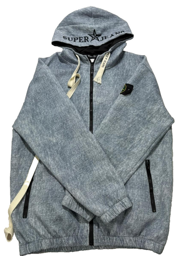 Super Jeans Flex-Style Grey Zip Up Hoodie Jacket Men's Casual XXL