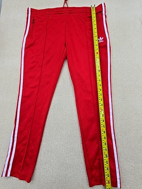 Adidas Unisex Red Track Pants Size M Drawstring Activewear