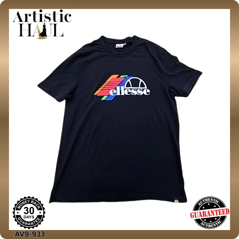 Ellesse Men's XL Black Cotton Crew Neck Short Sleeve T-Shirt