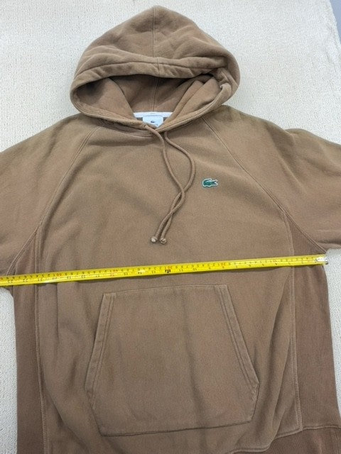 Lacoste Unisex Beige LIVE Fleece Hoodie Sweatshirt XL Loose Fit