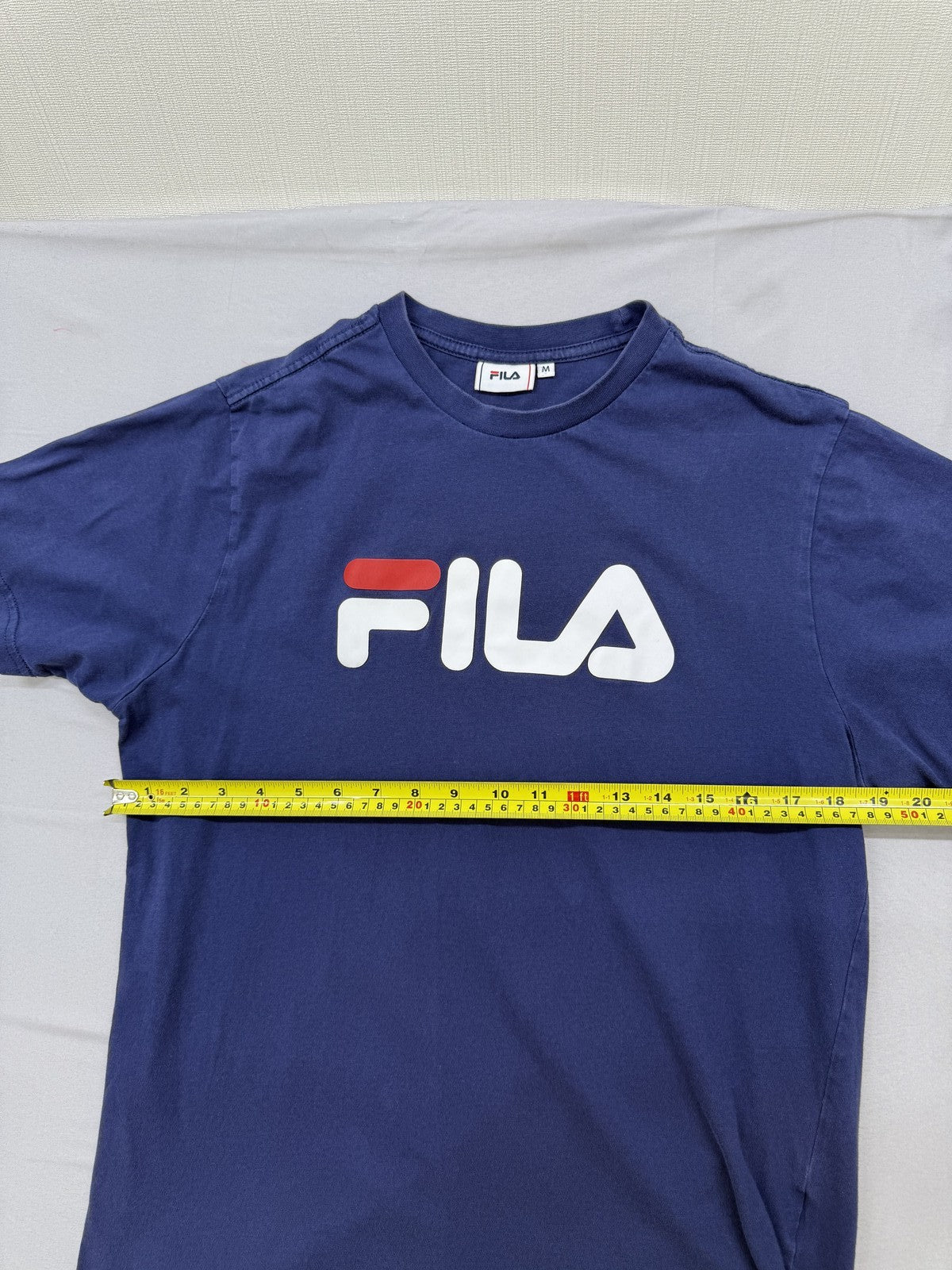 Fila Men's M Navy Cotton T-Shirt Printed Logo Red Accent Crew Neck
