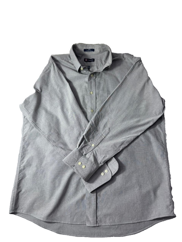 Chaps Gray Oxford Shirt Men's Large Wrinkle Free Button Down Long Sleeve