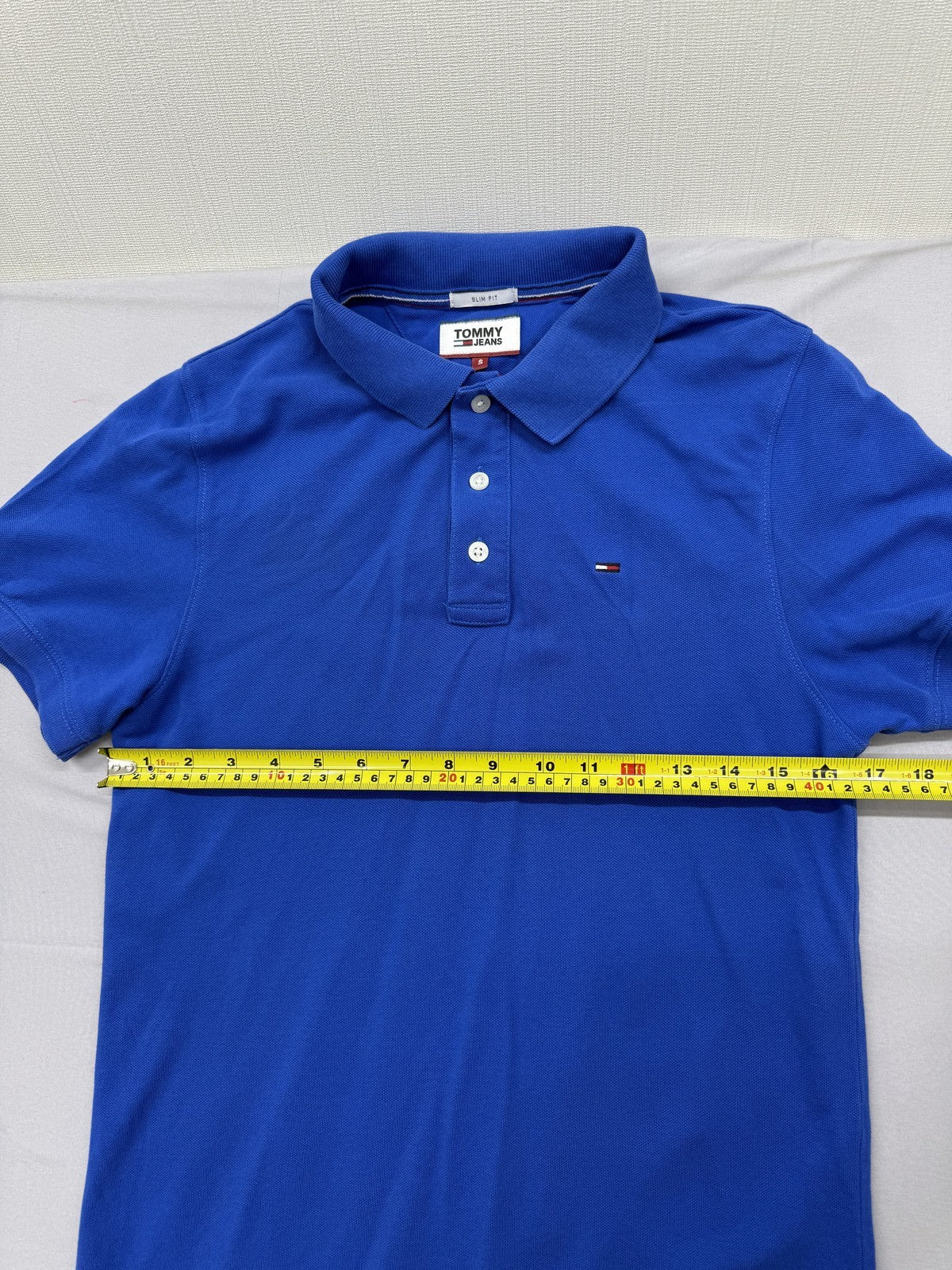 Tommy Jeans Men's Polo Shirt Small Royal Blue Cotton Slim Fit
