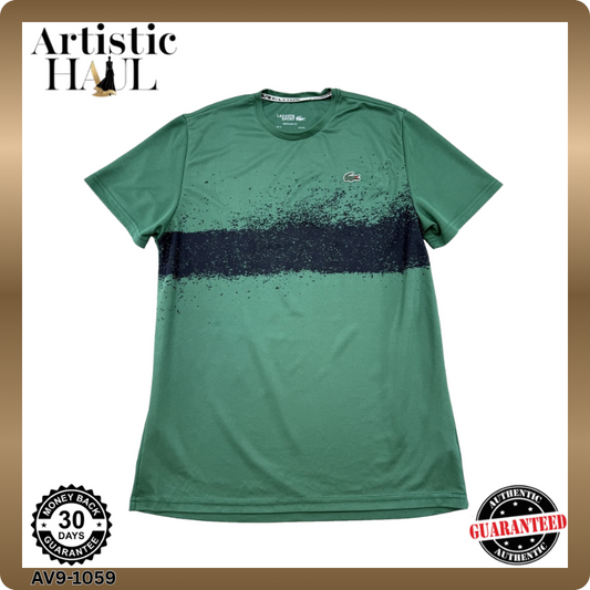 Lacoste Men's Green T-Shirt – Size XL, Logo, Short Sleeve