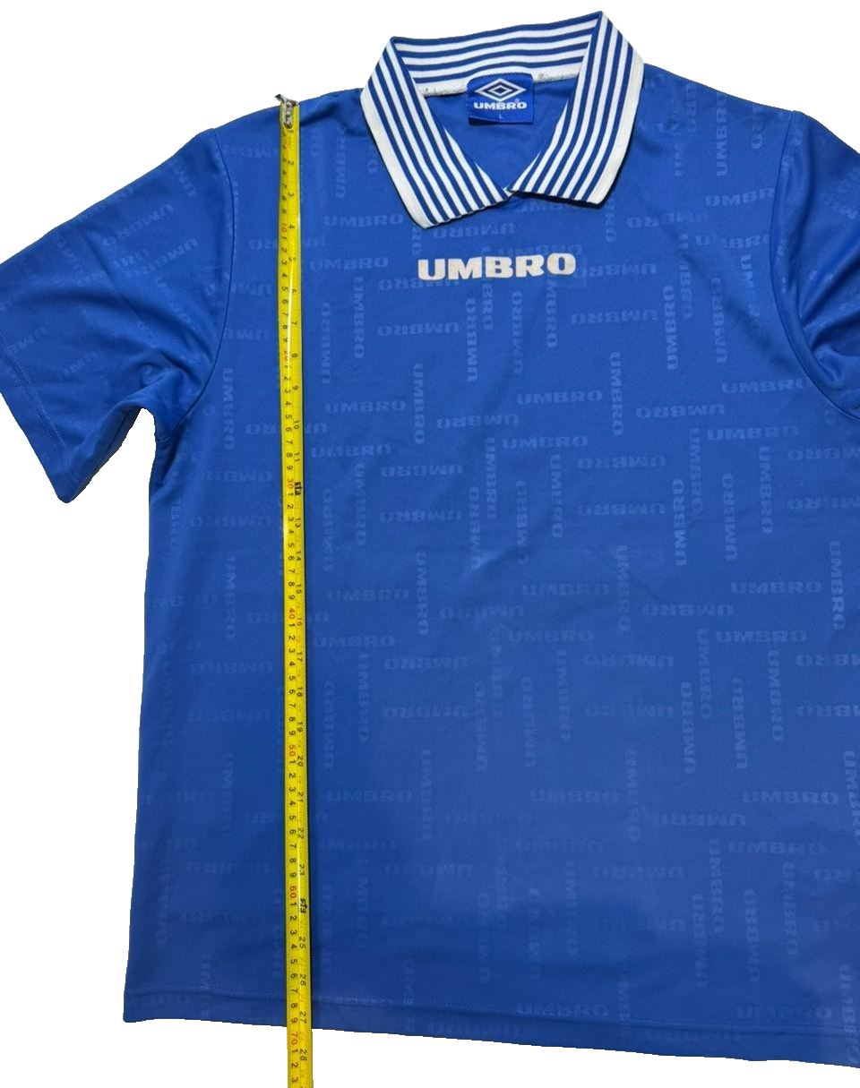 Vintage 90S Umbro Collared Jersey In Blue - Size L