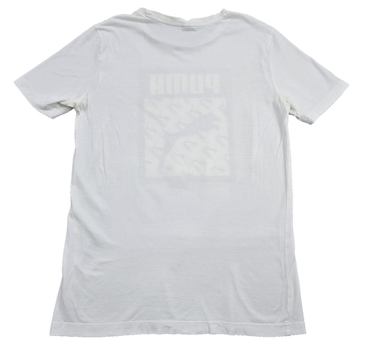 Puma Men's White T-Shirt – Size S, Logo, Short Sleeve