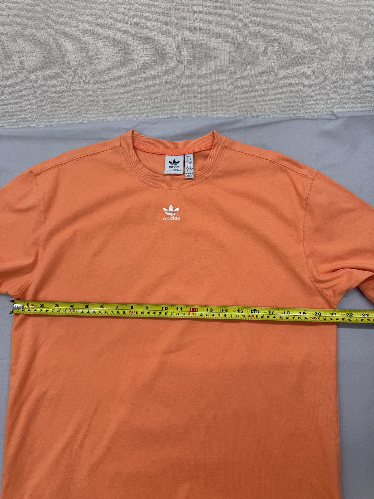 Adidas Men's Orange Cotton T-Shirt Small Crew Neck Short Sleeve