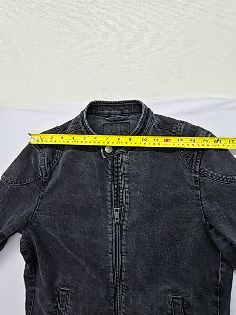 Diesel Men's Black Distressed Moto Denim Jacket Size M