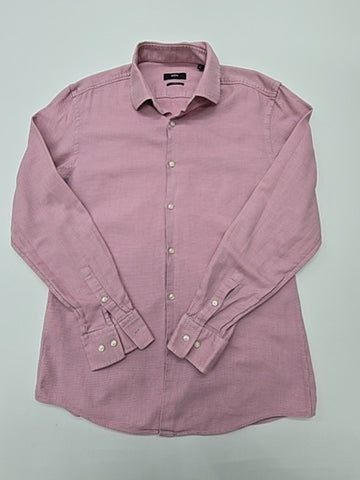 BOSS Mens Pink Slim Fit Dress Shirt Size 42 Long Sleeve Button-Down