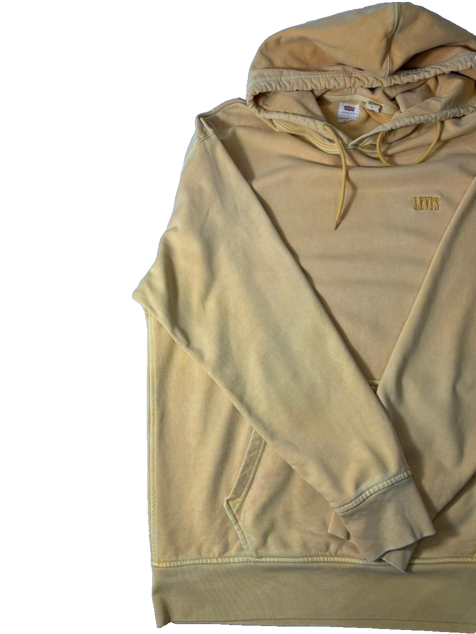 Levi's Men Beige Pullover Hoodie Relaxed Fit Size L Hooded Sweatshirt