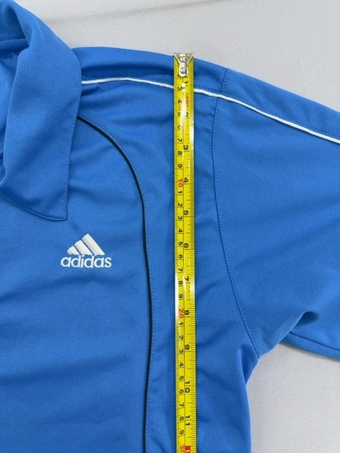 Adidas Blue 3-Stripes Short Sleeve Polo Shirt M 100% Polyester