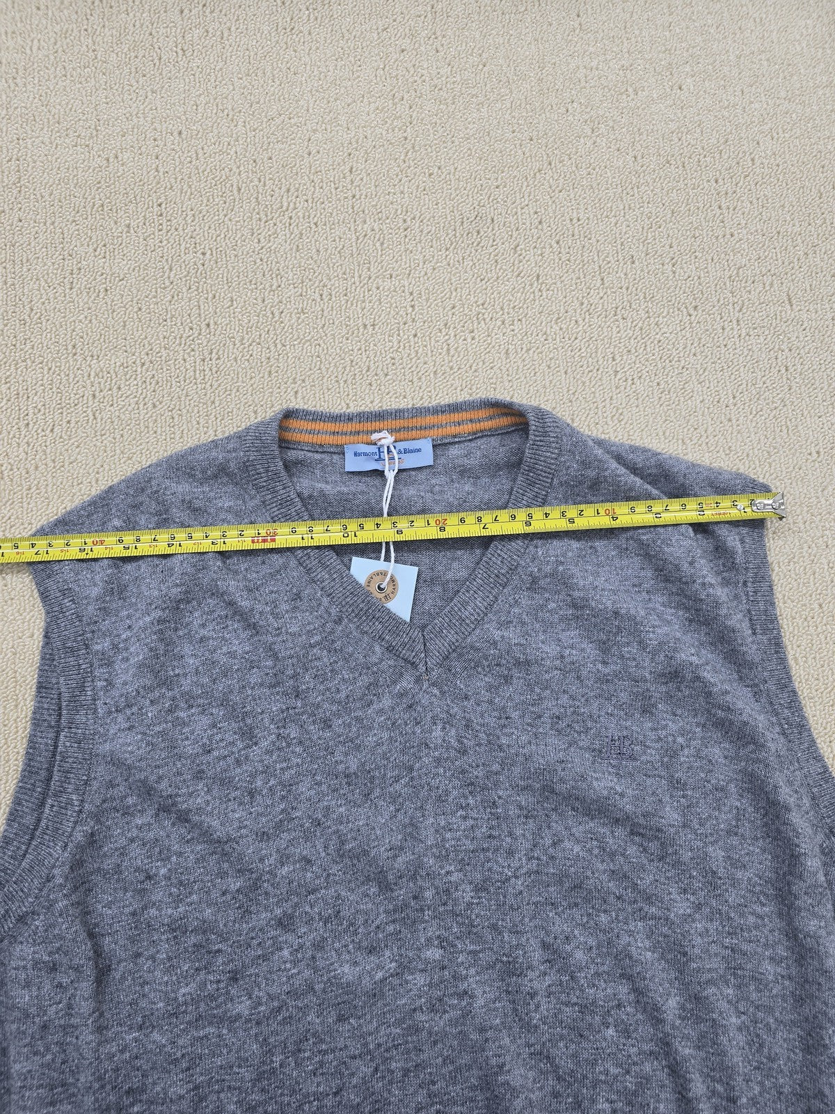 Harmont & Blaine Gray V-Neck Sweater Vest Men's XL Regular Fit