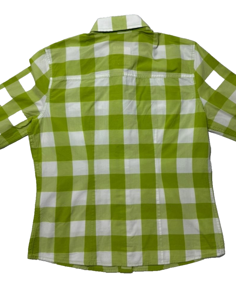 Hollister Men�S Button Down Shirt Green White Check Plaid � Size S � Long Sleeve