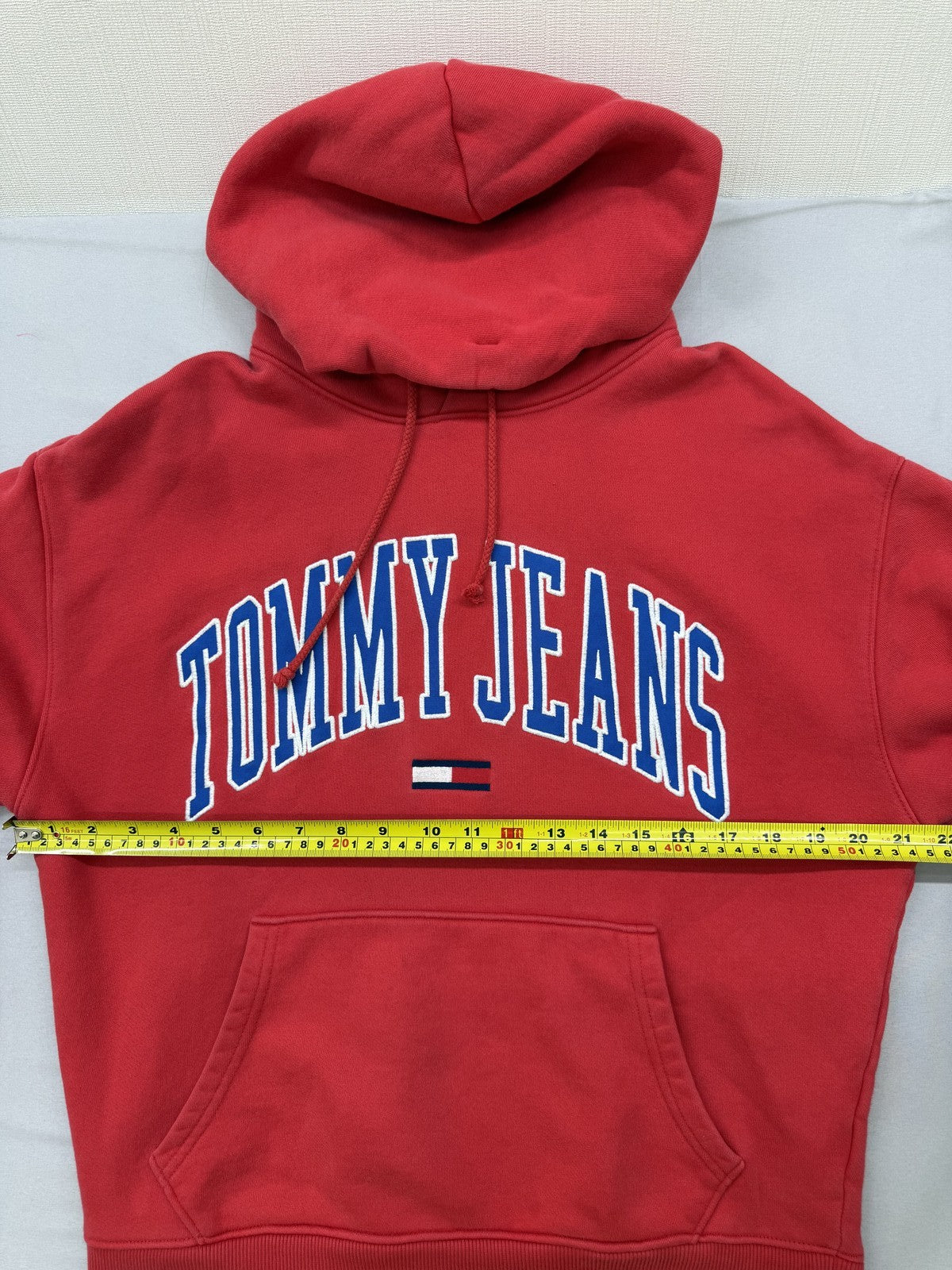 Tommy Jeans Men's Red Pullover Hoodie S French Terry Long Sleeve