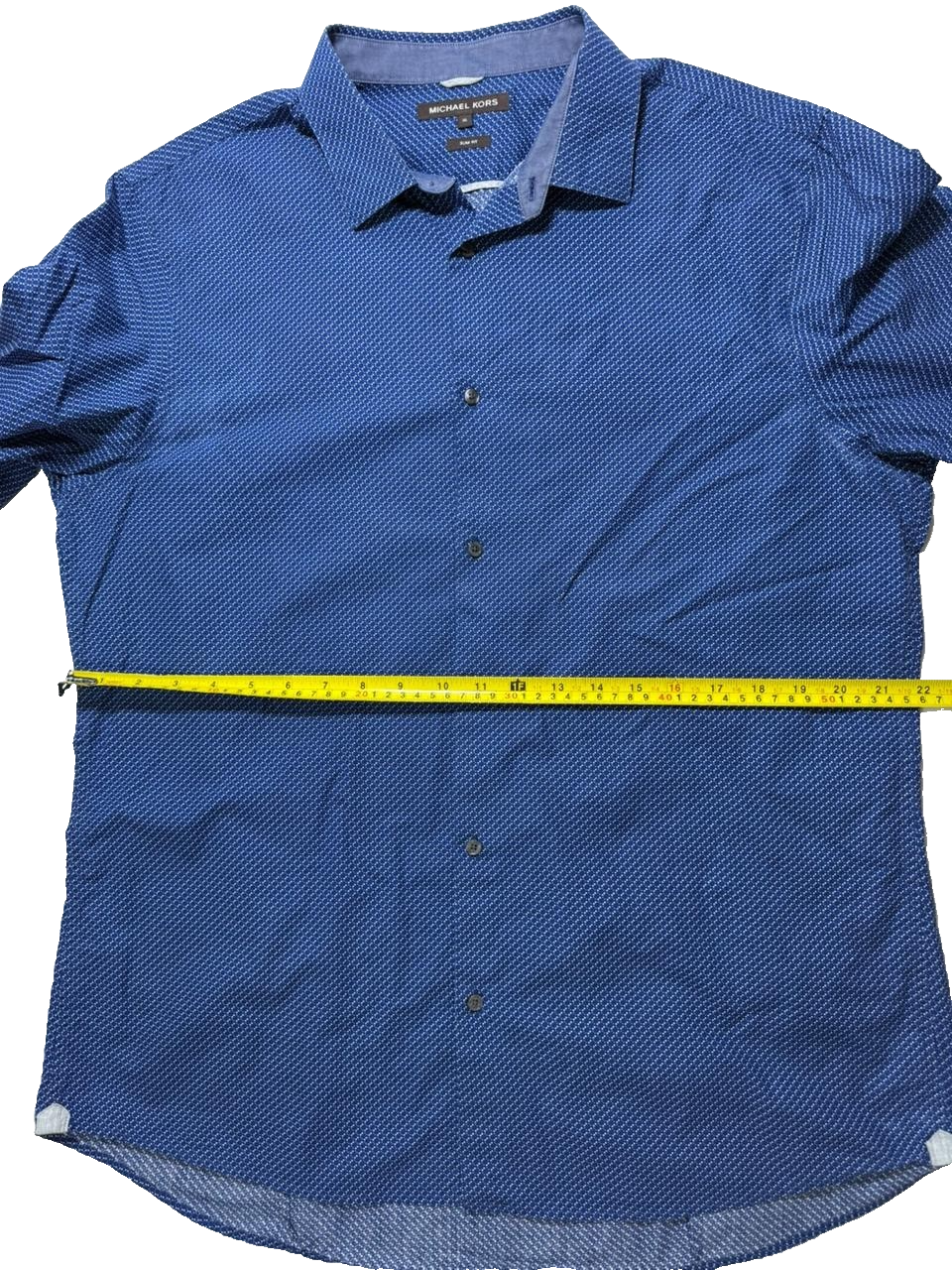 Michael Kors Men's Blue Dress Shirt XL Slim Fit Long Sleeve 100% Cotton Casual